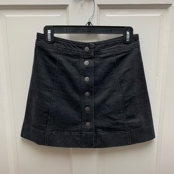 Madewell Black Denim Button Front Skirt Size 2 - Picture 1 of 4